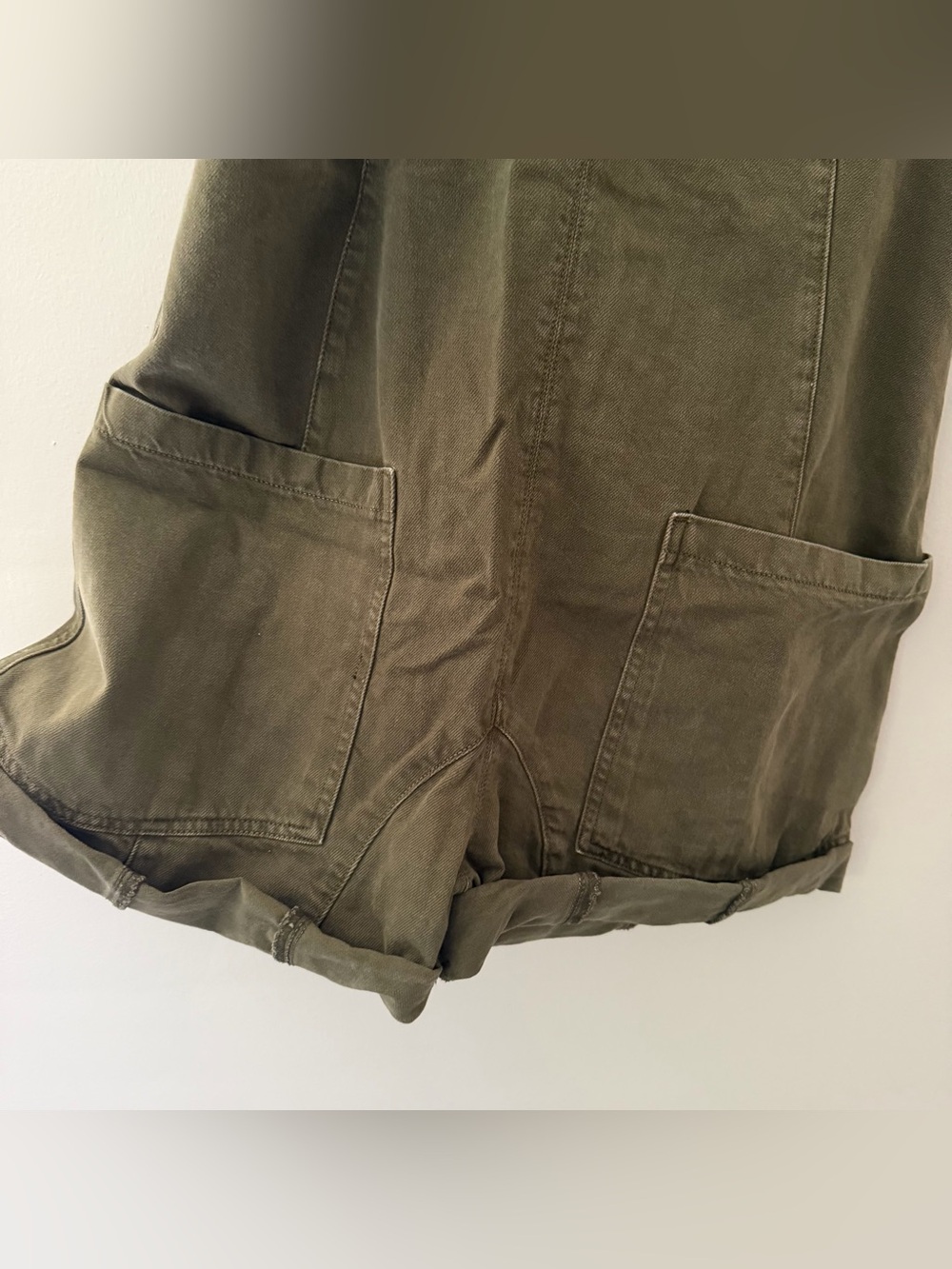 We The FreeHigh Roller Shortalls Romper Overalls Olive Green Oversized Size XS - Picture 11 of 11